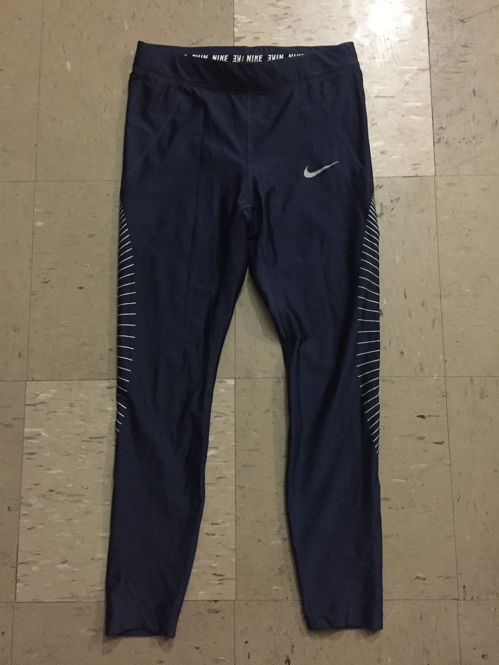 Nike Navy Athletic Leggings with Reflective Swoosh